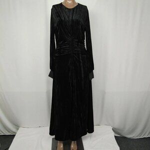 NEW LUUM Womens Midi Dress Black Size S Ginette Long Sleeves Crushed Velvet